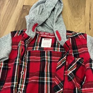 Levi's Red and Gray Plaid Hoodie